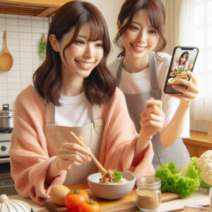 料理動画を見ながら腕を磨く20代女子たち