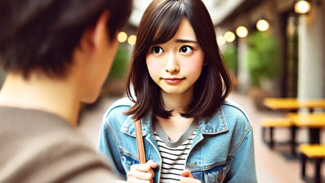 自分に自信をつけたい女性が、男性にアプローチしようとしている