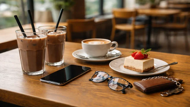 カフェのテーブルに置かれたグラスとカトラリー。付き合う前の男女が間接キスを意識してしまう日常の距離感